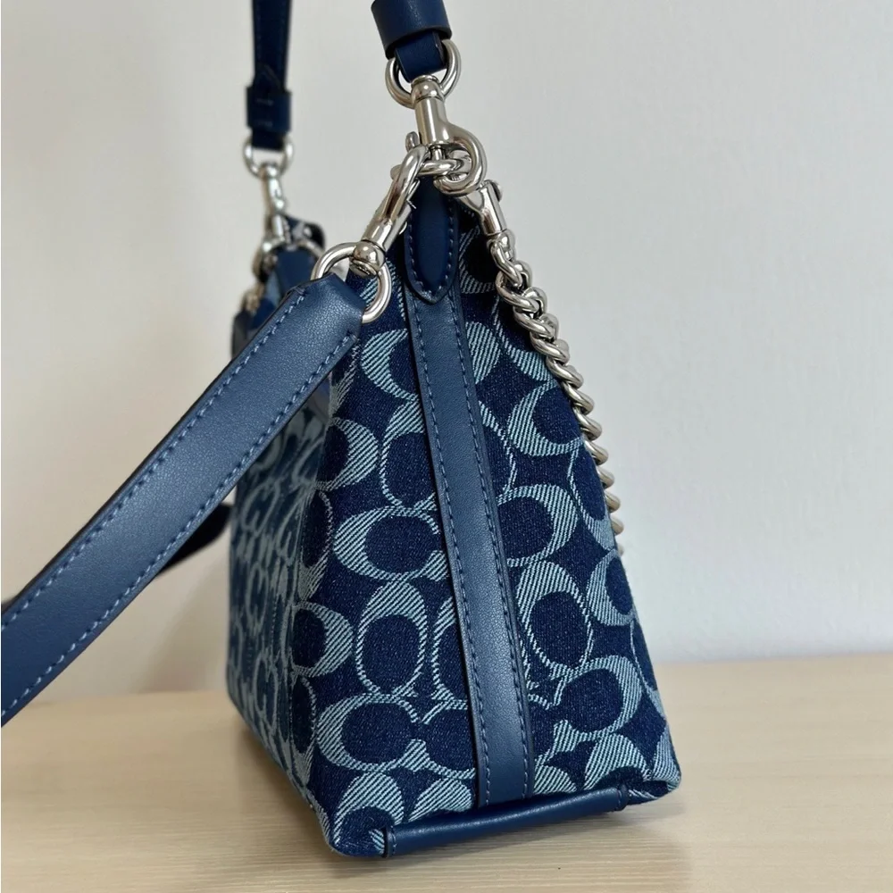 Coach Denim Juliet Bag Blue Shoulder Crossbody - Picture 7 of 9